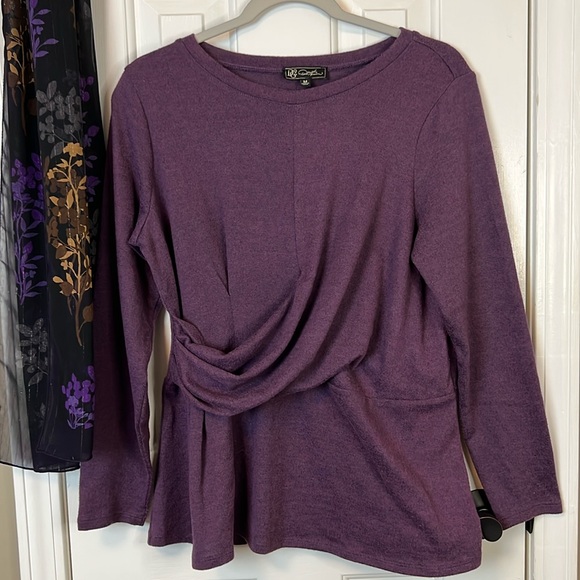 DG2 Diane Gilman Women’s Size Medium Round Neck Long Sleeve Top With Scarf Set - Picture 1 of 7